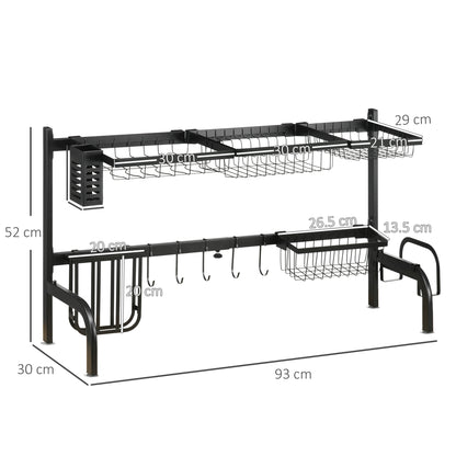 Space Saving 2 Tier Adjustable Dish Drainer