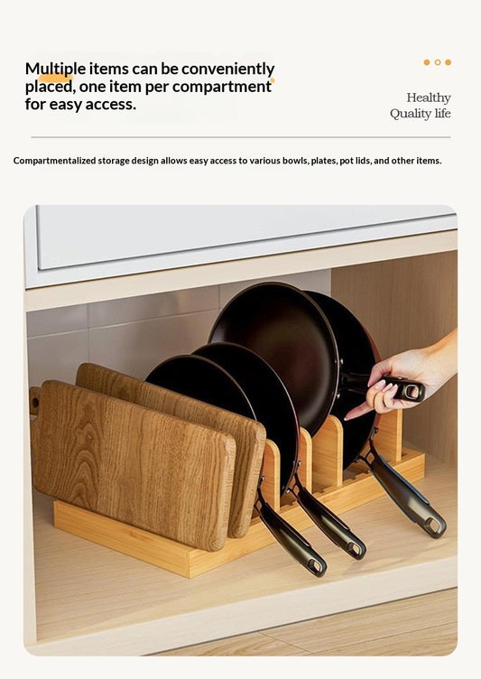 Wooden Bowl And Pot Lid Organizer