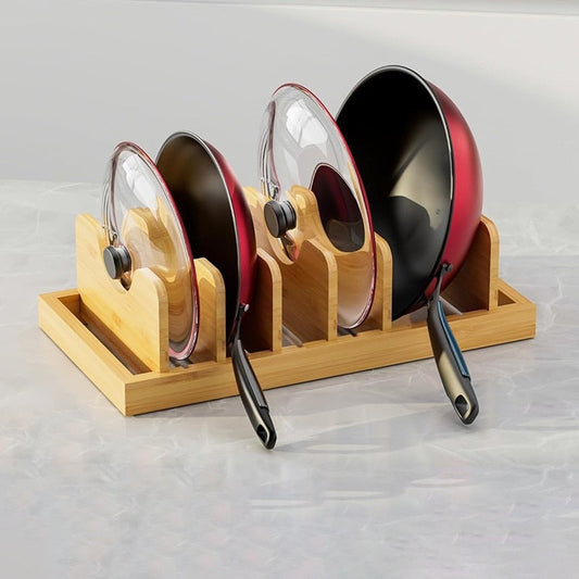 Wooden Bowl And Pot Lid Organizer