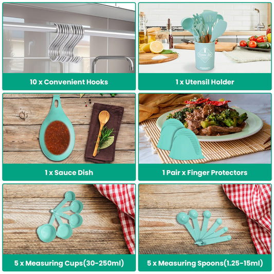 4 Colors Options -- Set Of 35Pcs Kitchen Cooking Utensils Set