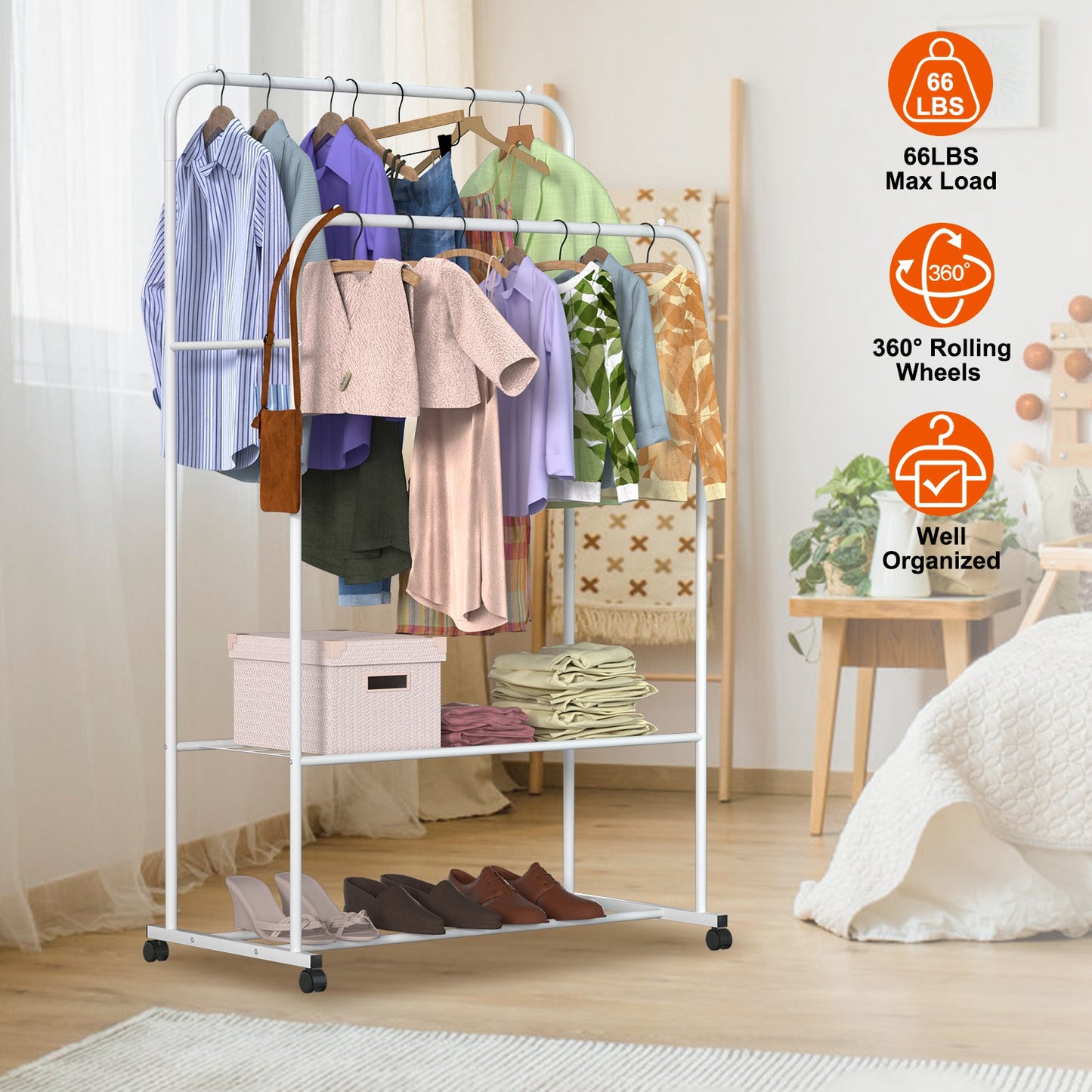1Pc Garment Hanging Rack Clothing Hanging Rail Pillow