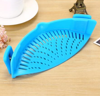 Silicone Clip-on Pot Pan Bowl Funnel Oil Strainer Creative Rice Washing Colander
